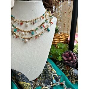 Turquoise & pearl Mermaid coral reef shell jewelry